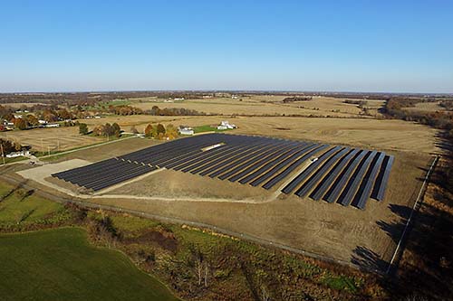 Aerial view of the Chillicothe solar farm