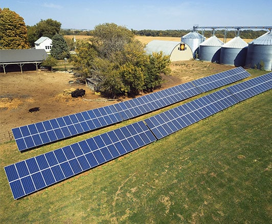 Solar panels on a farm