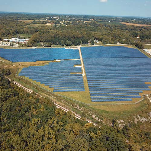 Aerial view of the Independence Power & Light solar farm