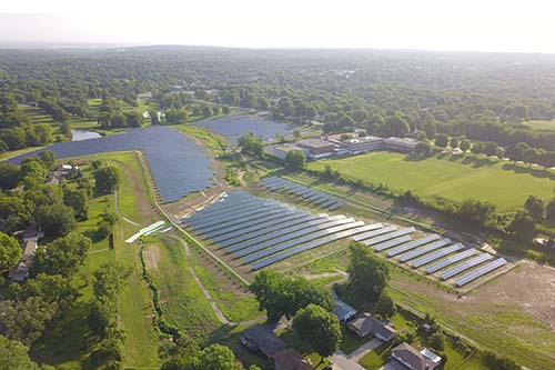Aerial view of the Independence Power & Light solar farm