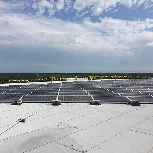 Rooftop solar panels at Johnson County Community College