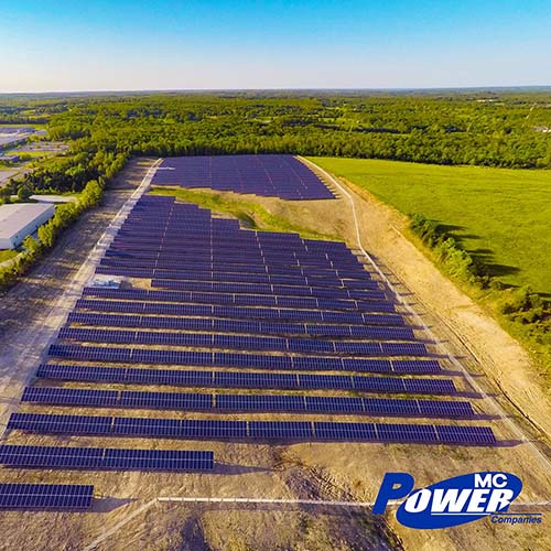 Aerial view of the city of Rolla solar farm