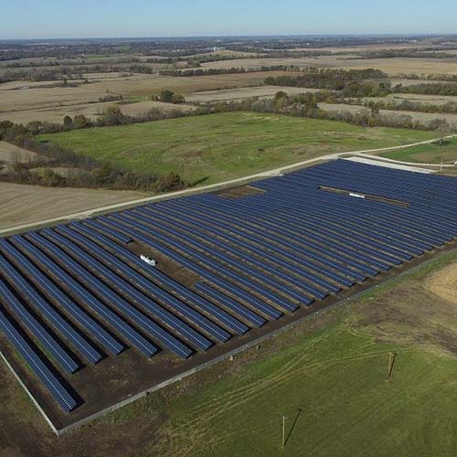 Aerial view of the City of Trenton Missouri solar farm
